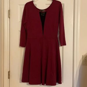 Garnet Quarter Sleeve Dress with Mesh Detail NWT